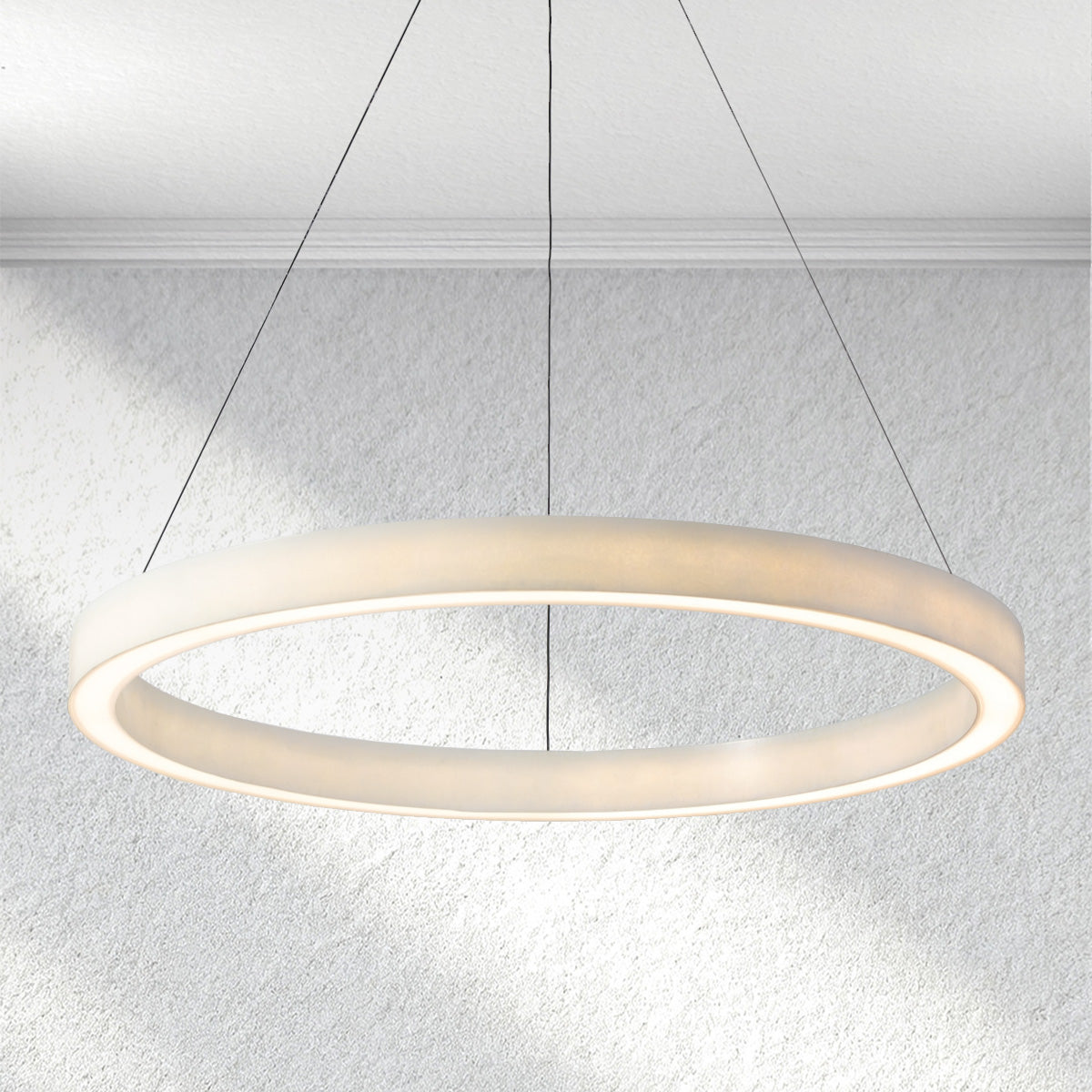 furnviro Alabaster StoneGlow Round Chandelier